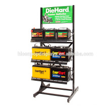 Retail Store Flooring Advertising Battery Rack, Commercial Metal Car Battery Display Stand